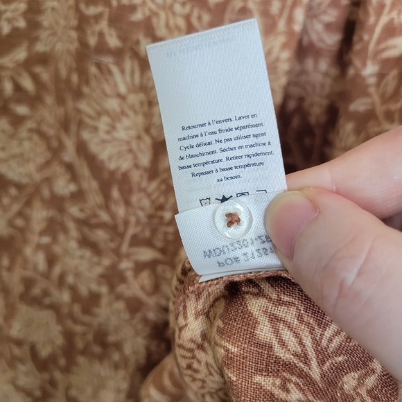 Faherty Earthy Brown Floral Paisley Garden Girl Ashley Linen Wrap Dress S - Picture 14 of 16